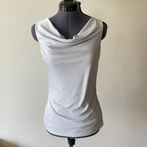 Y2K VINTAGE 2000S silver cowl neck tank top mcbling night out it girl | size XS